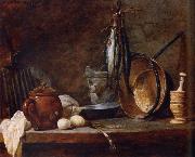 Jean Baptiste Simeon Chardin Lean food with cook utensils oil painting on canvas